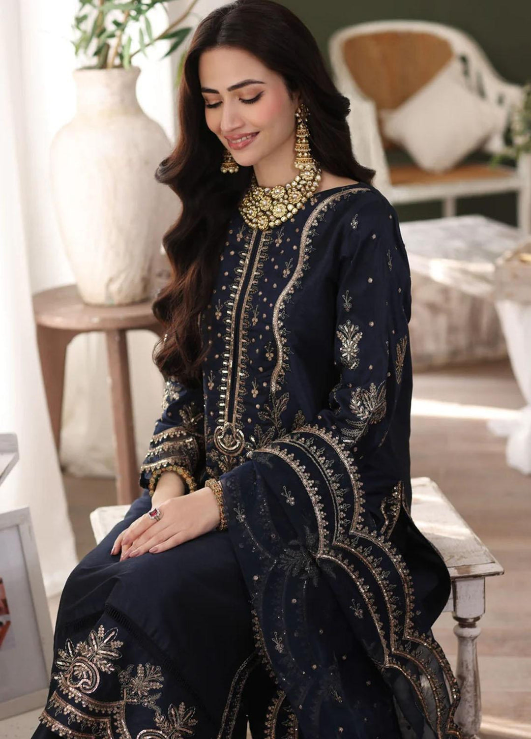 Mohagni Pret Embroidered Raw Silk 3 Piece Suit SMGS-01 AFREEN