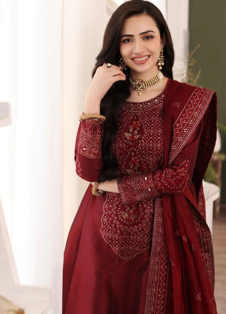 Mohagni Pret Embroidered Raw Silk 3 Piece Suit SMGS-02 ULFAT