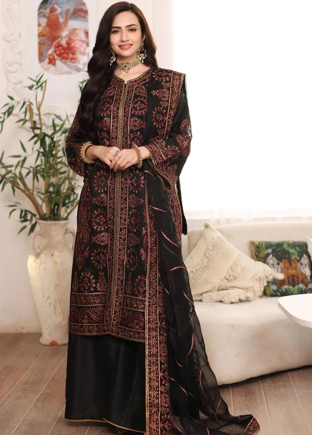 Ishq Aatish By Mohagni Embroidered Raw Silk Suits Unstitched 3 Piece MG23IA MGS-04 Mushk - Luxury Collection