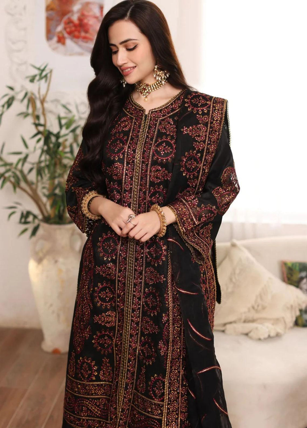 Ishq Aatish By Mohagni Embroidered Raw Silk Suits Unstitched 3 Piece MG23IA MGS-04 Mushk - Luxury Collection