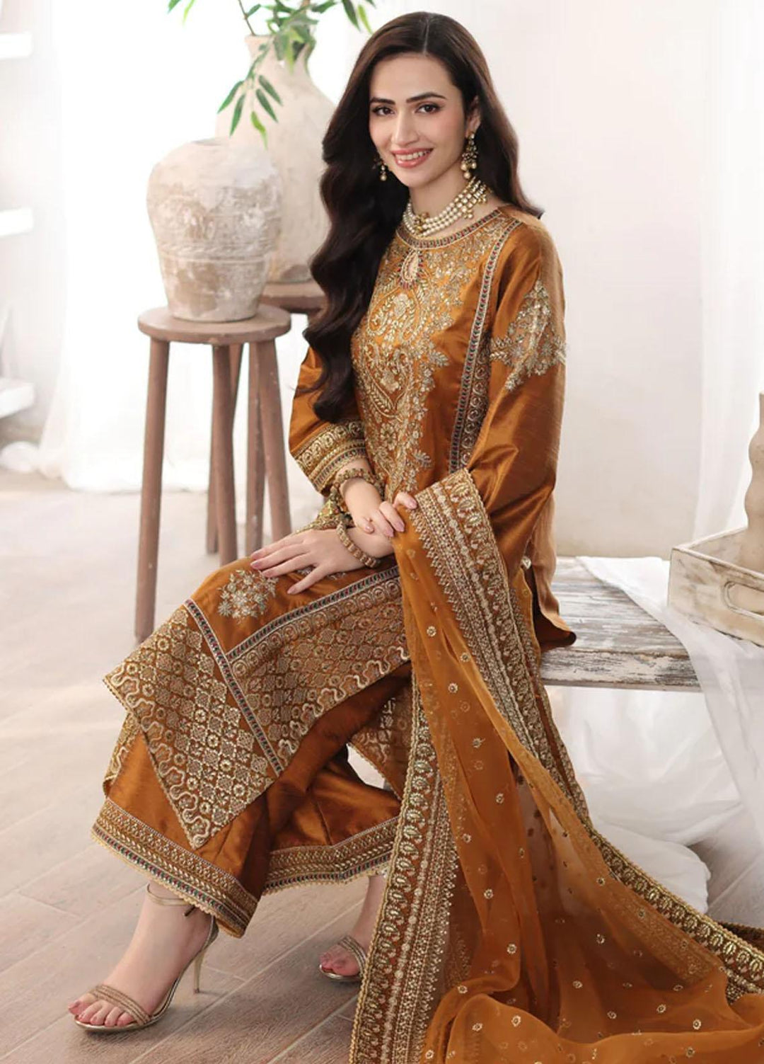 Ishq Aatish By Mohagni Embroidered Raw Silk Suits Unstitched 3 Piece MG23IA MGS-06 Aabroo - Luxury Collection