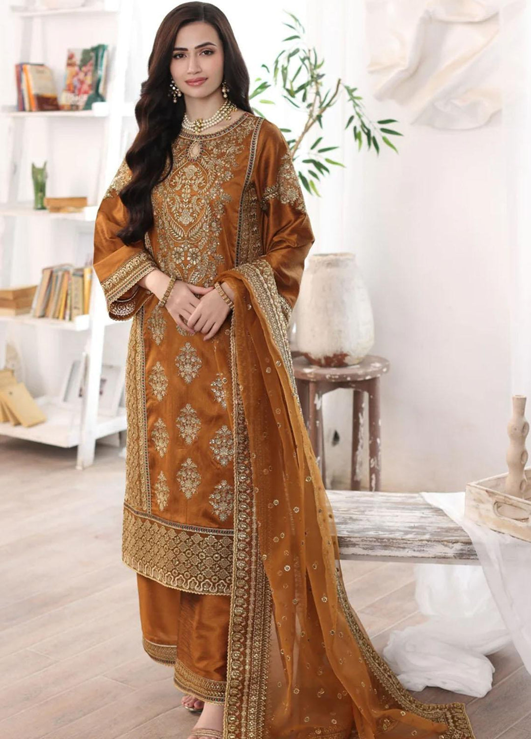 Ishq Aatish By Mohagni Embroidered Raw Silk Suits Unstitched 3 Piece MG23IA MGS-06 Aabroo - Luxury Collection