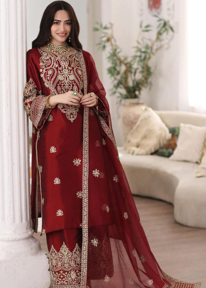 Mohagni Pret Embroidered Raw Silk 3 Piece Suit SMGS-08 ANARKALI