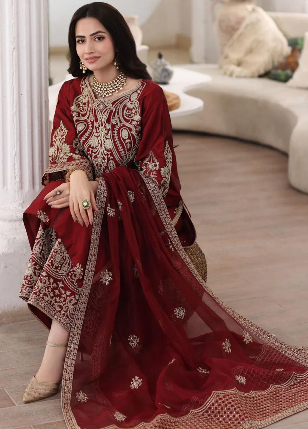 Ishq Aatish By Mohagni Embroidered Raw Silk Suits Unstitched 3 Piece MG23IA MGS-08 Anarkali - Luxury Collection