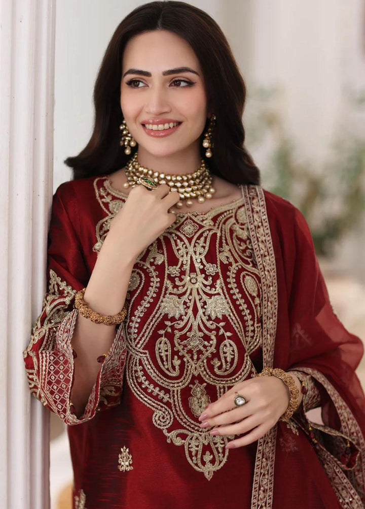 Mohagni Pret Embroidered Raw Silk 3 Piece Suit SMGS-08 ANARKALI