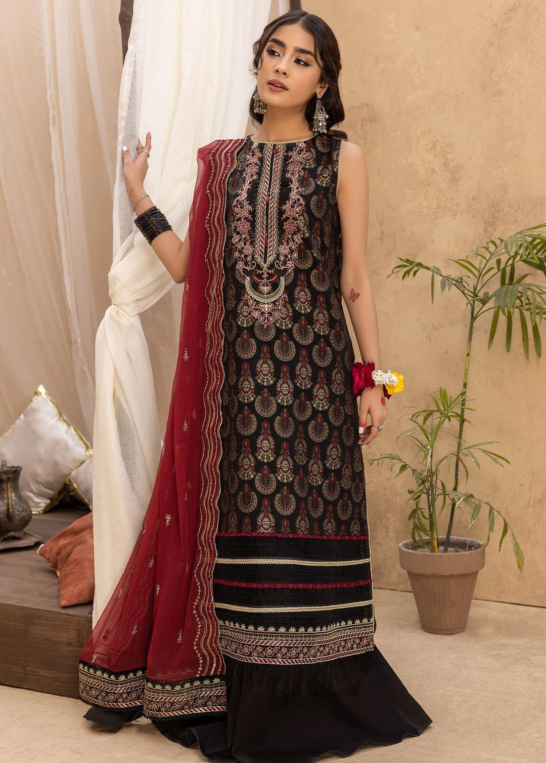 Ishq By Humdum Embroidered Jacquard Suits Unstitched 3 Piece HD24IQ D-01 - Spring Collection