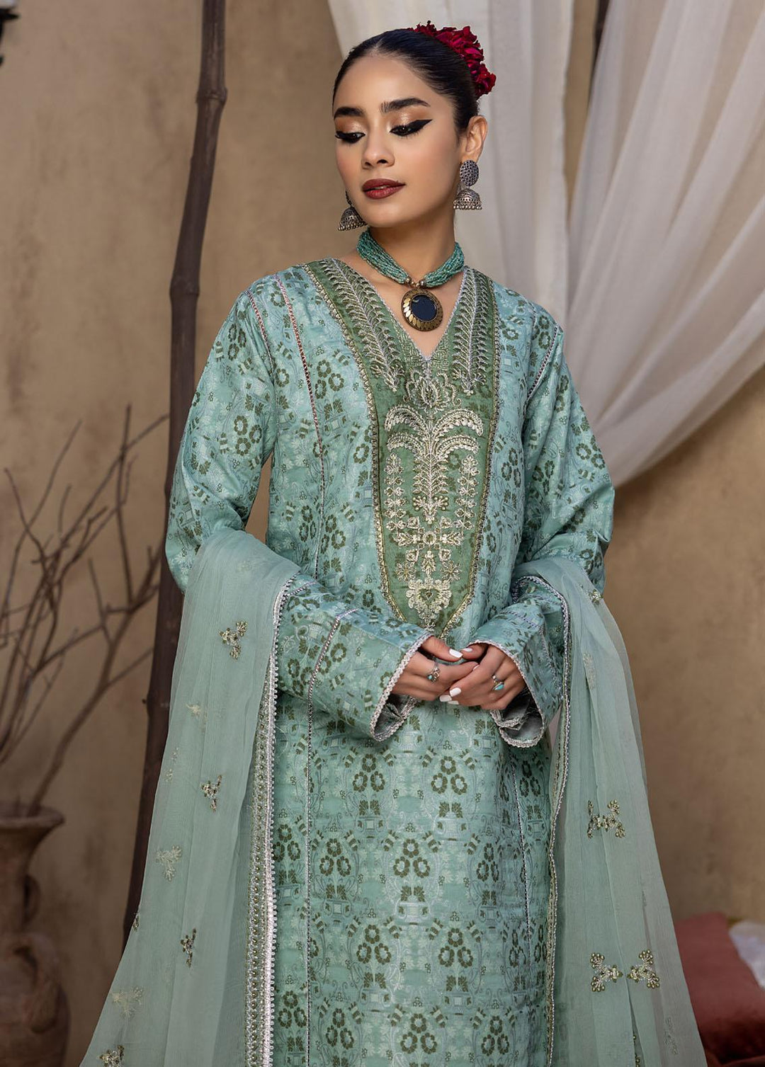 Ishq By Humdum Embroidered Jacquard Suits Unstitched 3 Piece HD24IQ D-05 - Spring Collection