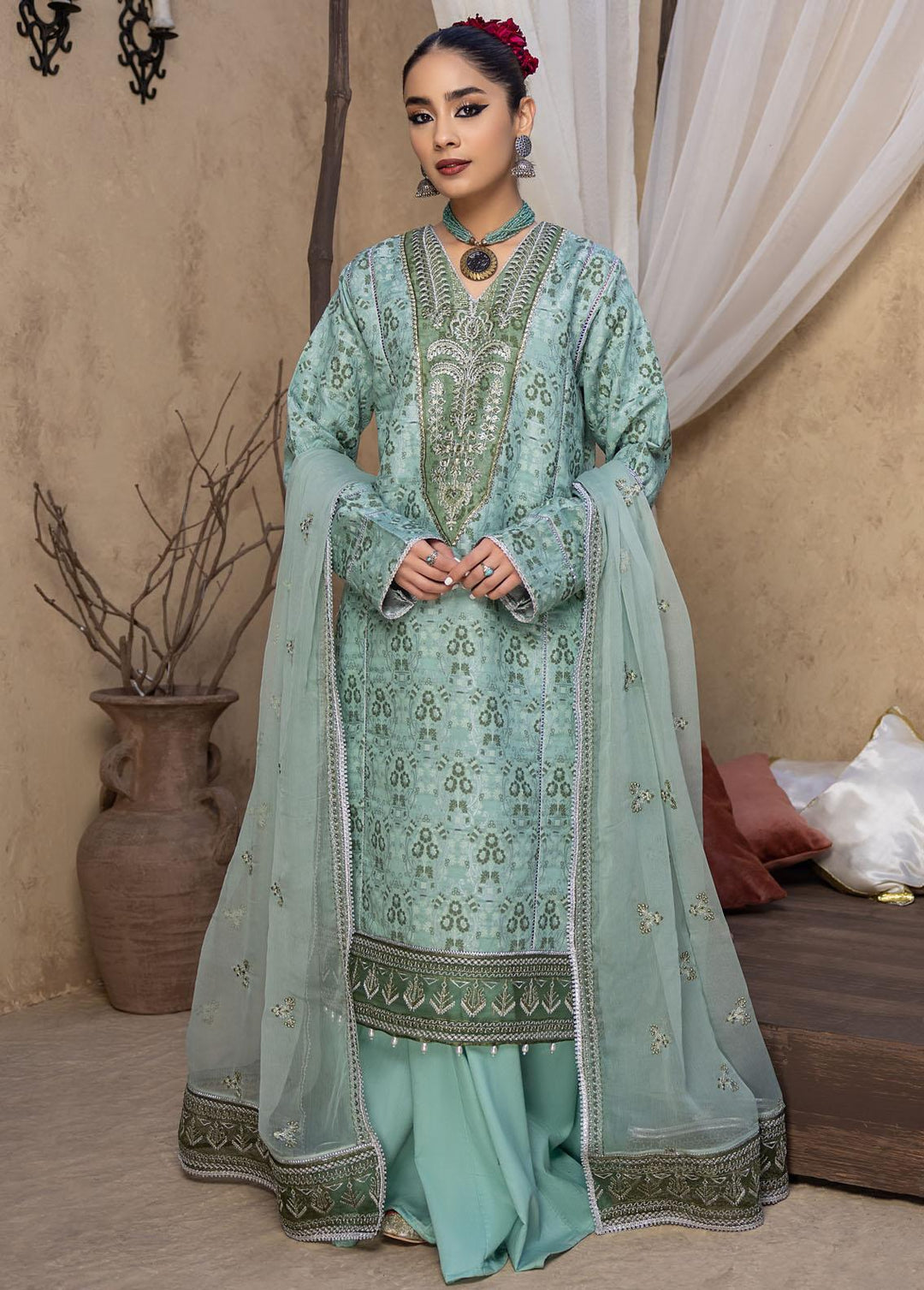 Ishq By Humdum Embroidered Jacquard Suits Unstitched 3 Piece HD24IQ D-05 - Spring Collection