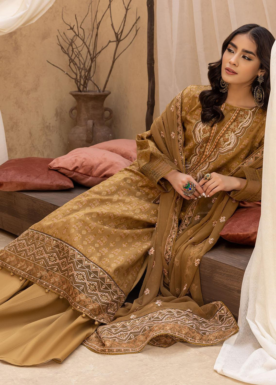 Ishq By Humdum Embroidered Jacquard Suits Unstitched 3 Piece HD24IQ D-06 - Spring Collection