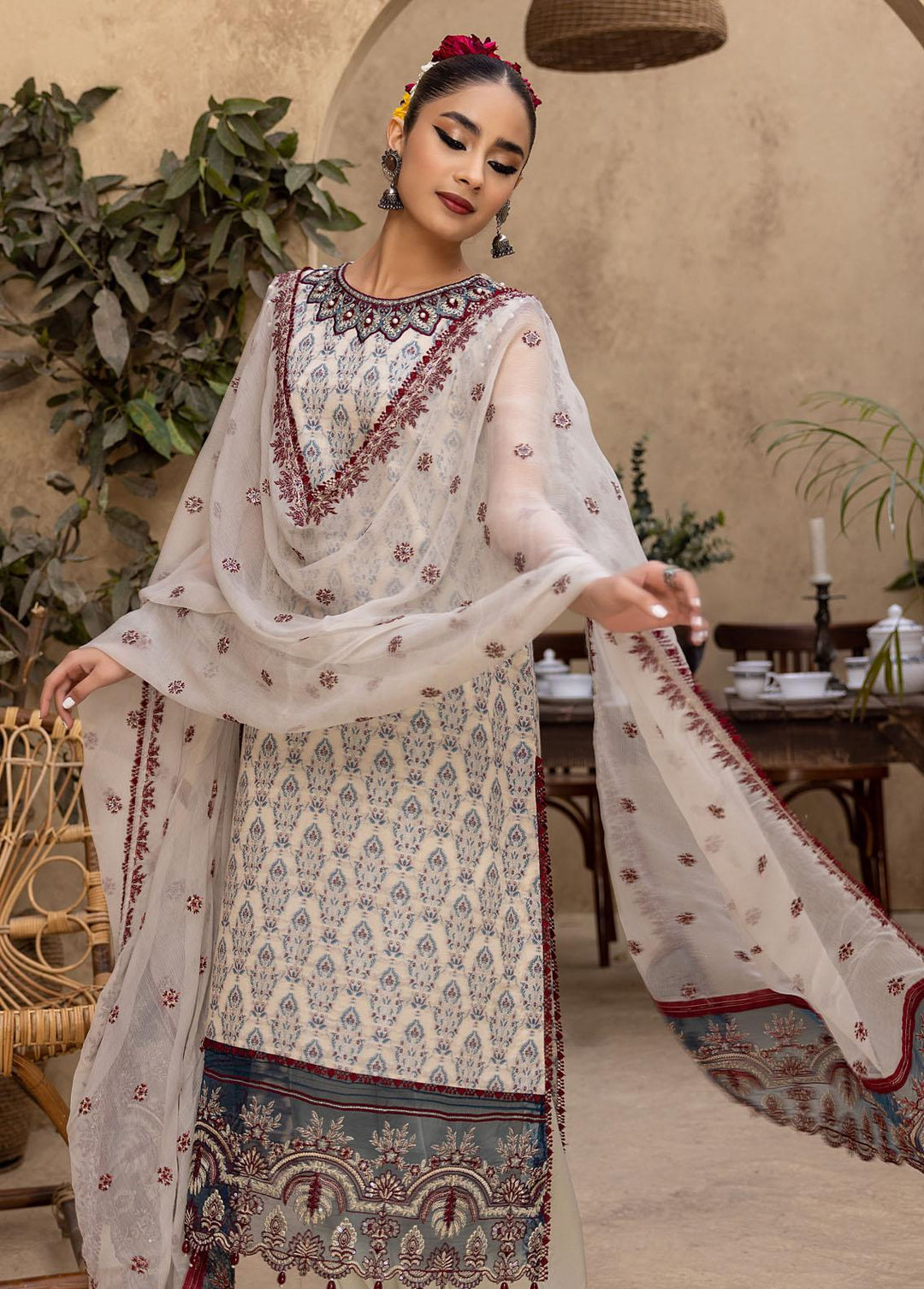 Ishq By Humdum Embroidered Jacquard Suits Unstitched 3 Piece HD24IQ D-08 - Spring Collection