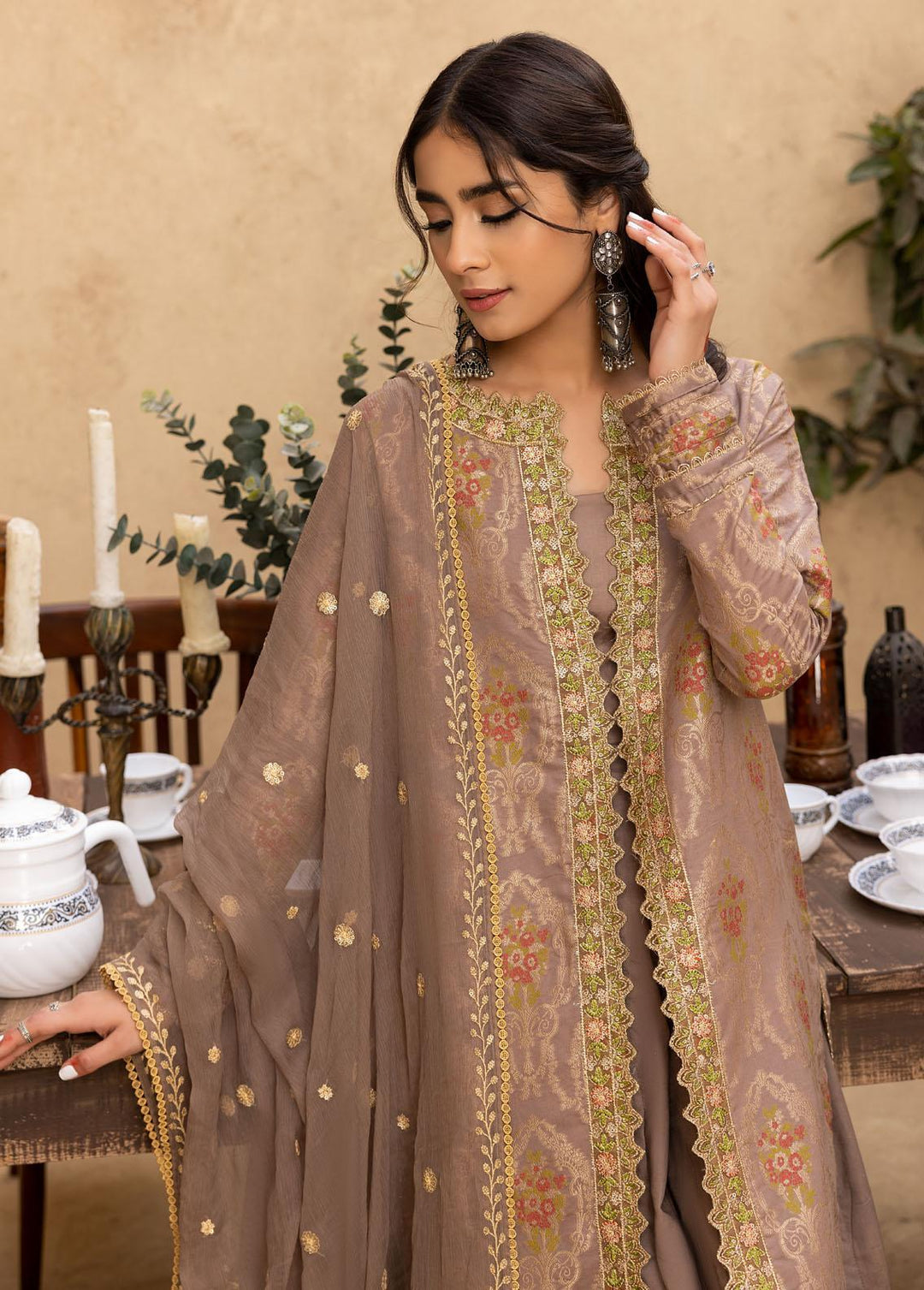 Ishq By Humdum Embroidered Jacquard Suits Unstitched 3 Piece HD24IQ D-09 - Spring Collection