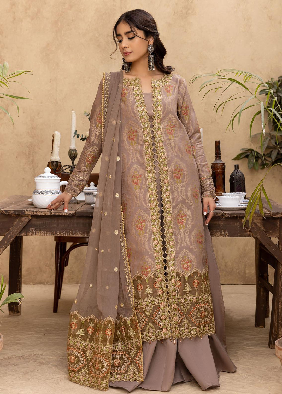 Ishq By Humdum Embroidered Jacquard Suits Unstitched 3 Piece HD24IQ D-09 - Spring Collection
