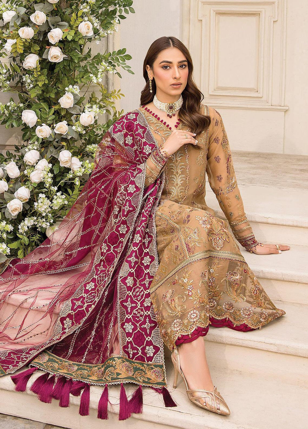 Ishya By Xenia Formals Embroidered Chiffon Suits Unstitched 3 Piece XE23I Hikmat - Luxury Collection