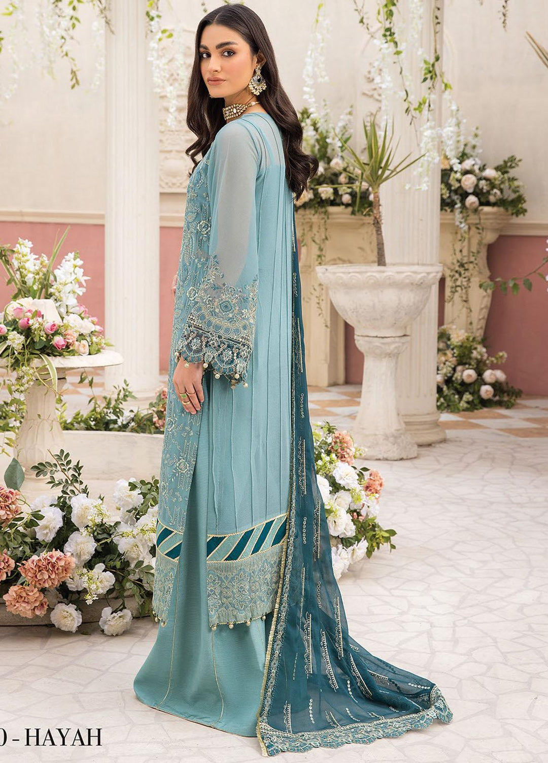 Ishya By Xenia Formals Embroidered Chiffon Suits Unstitched 3 Piece XE23I Hayah - Luxury Collection