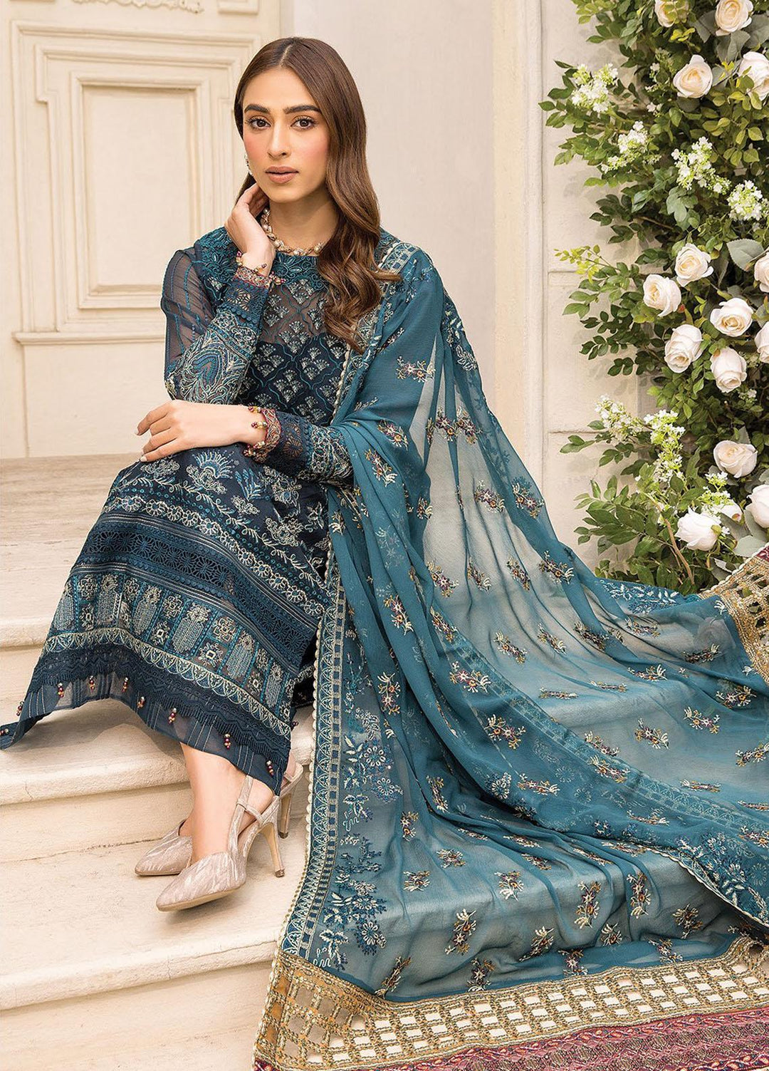 Ishya By Xenia Formals Embroidered Chiffon Suits Unstitched 3 Piece XE23I Famiya - Luxury Collection