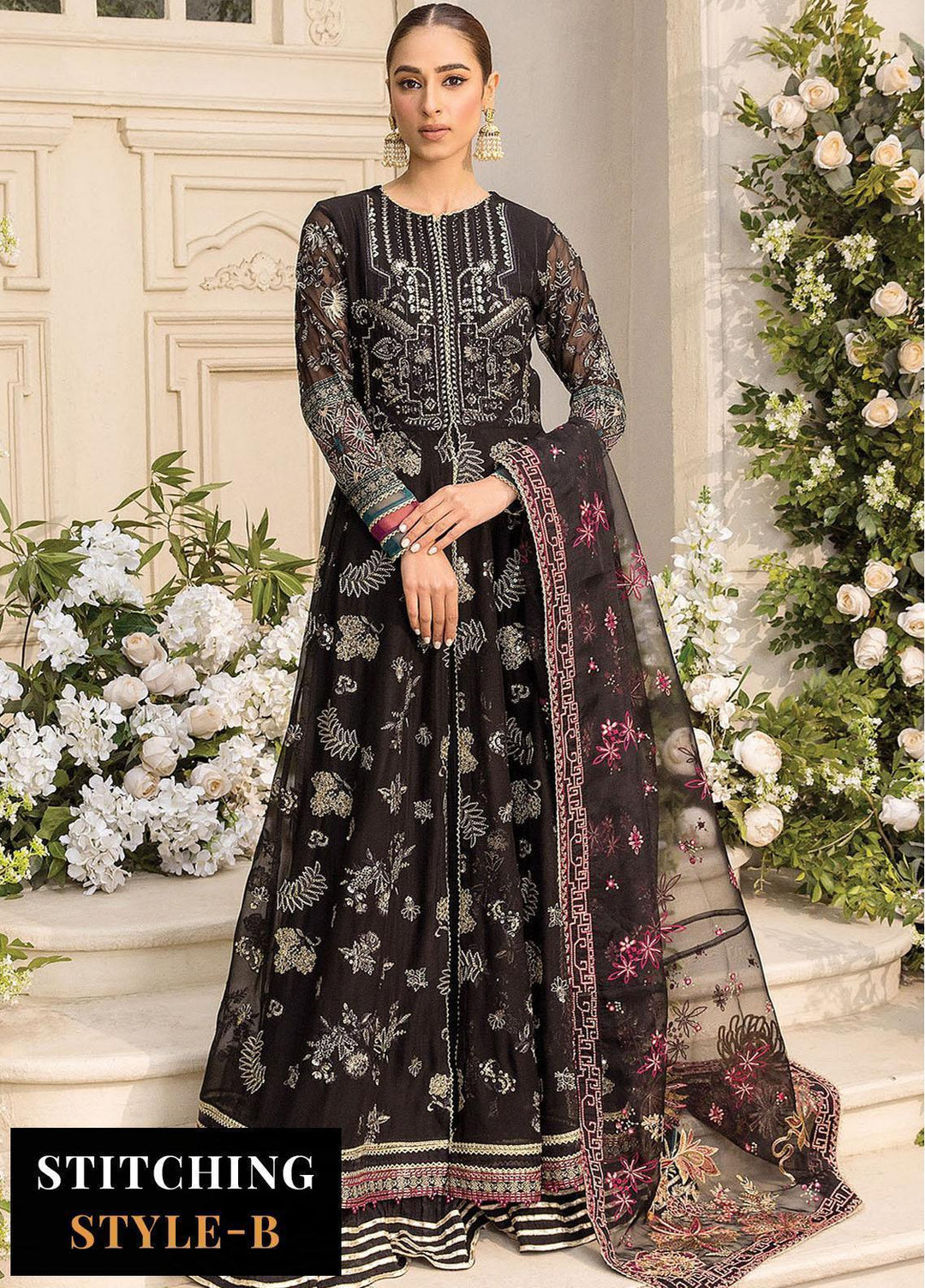 Ishya By Xenia Formals Embroidered Chiffon Suits Unstitched 3 Piece XE23I Hessa - Luxury Collection