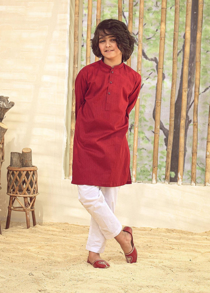Istor Jacquard Formal Kurta for Kids - Mahroon IST-100