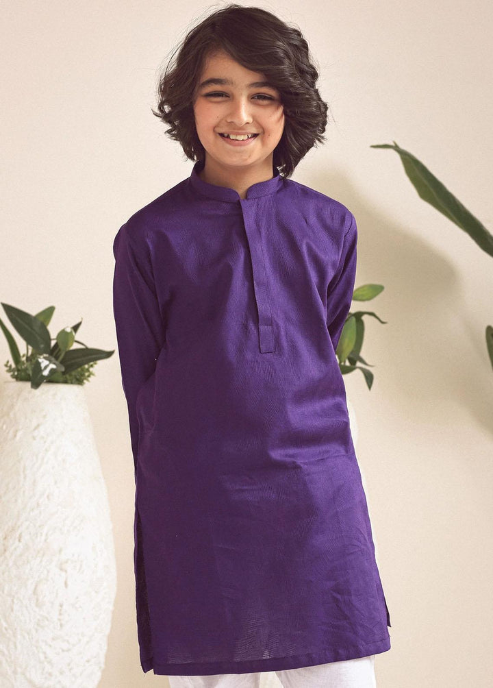 Istor Jacquard Formal Kids Kurta - Plum IST-101