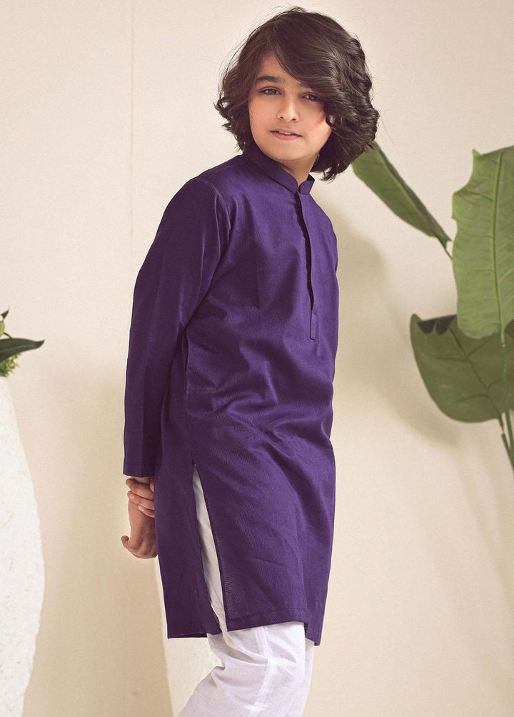 Istor Jacquard Formal Kids Kurta - Plum IST-101