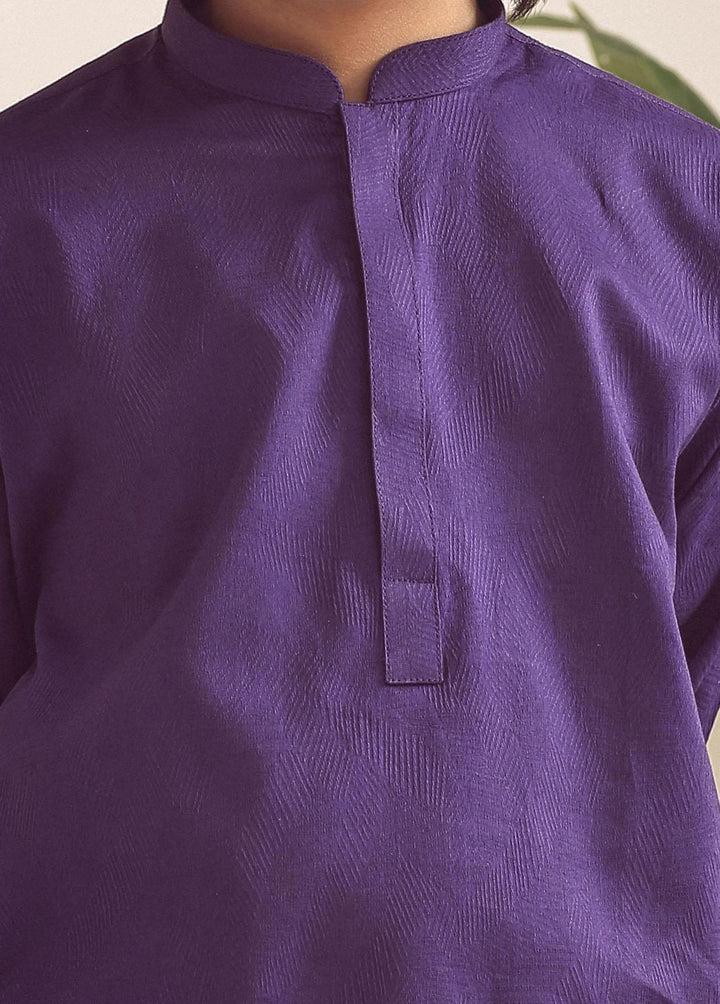 Istor Jacquard Formal Kids Kurta - Plum IST-101