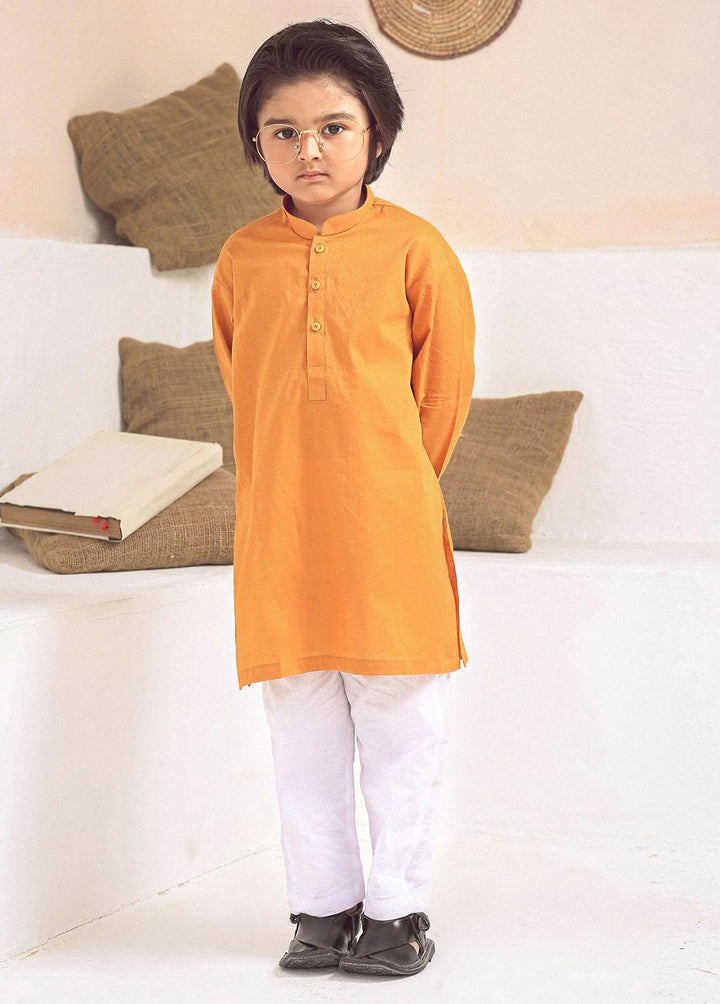 Istor Jacquard Formal Kurta for Kids - Orange IST-102