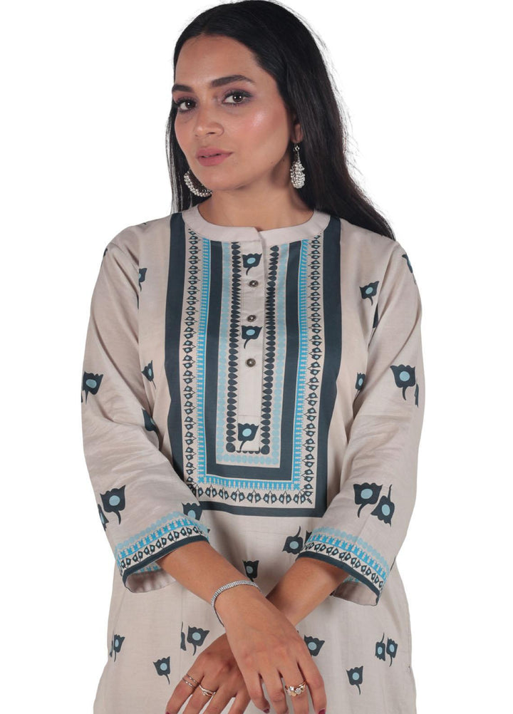 Vibgyor Fashion Pret Printed Lawn 3 Piece Suit D12-C2-23 ZADE ASH WHITE