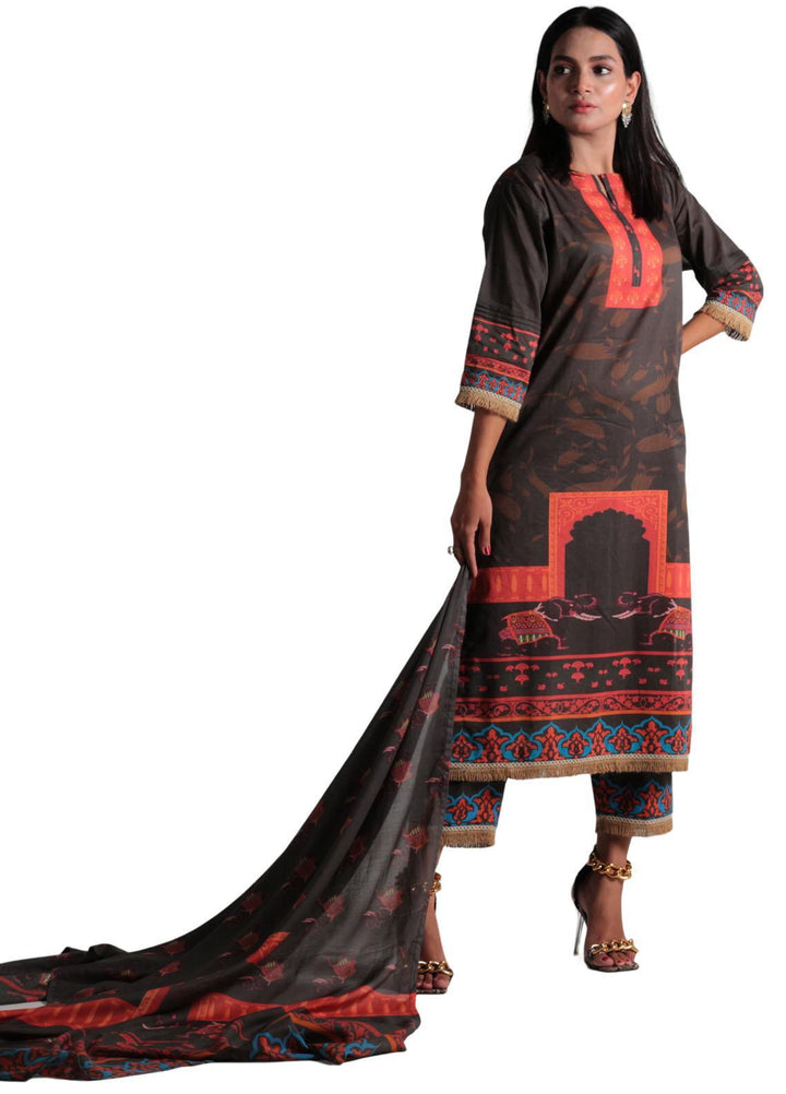 Vibgyor Fashion Pret Printed Lawn 3 Piece Suit D4-C1-23S DUA BLACK