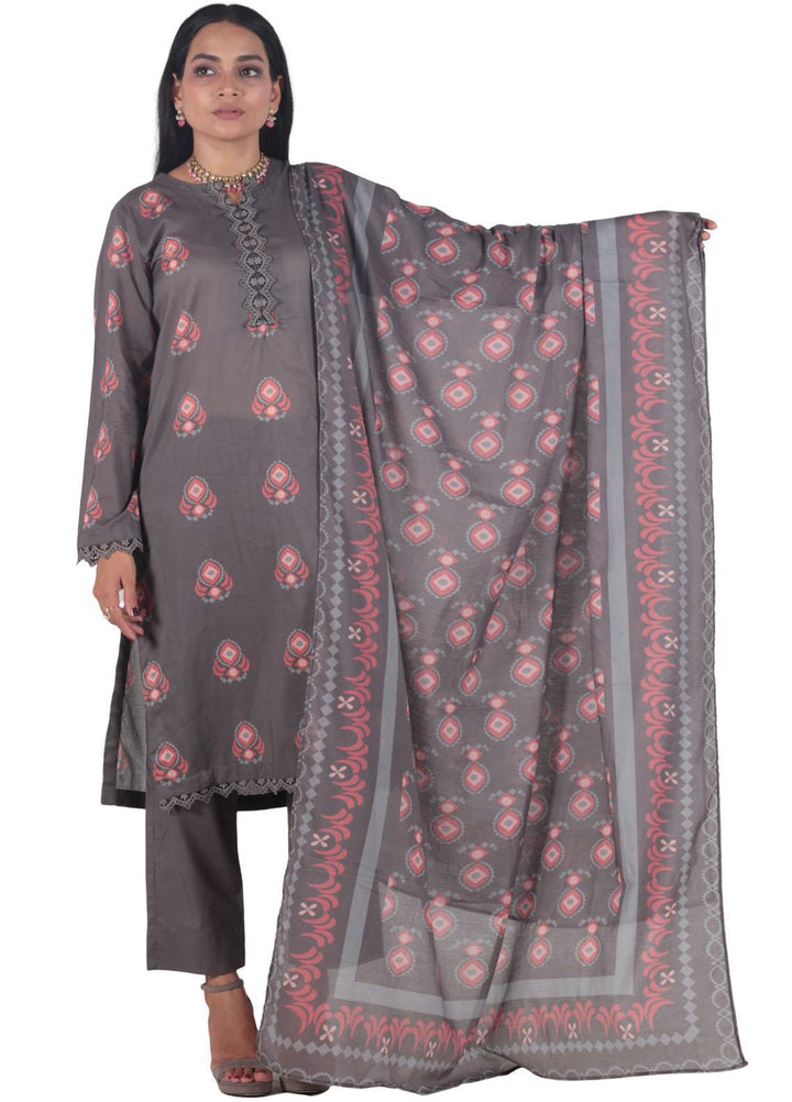 Vibgyor Fashion Pret Printed Lawn 3 Piece Suit D8-C2-23S IVAAN GREY