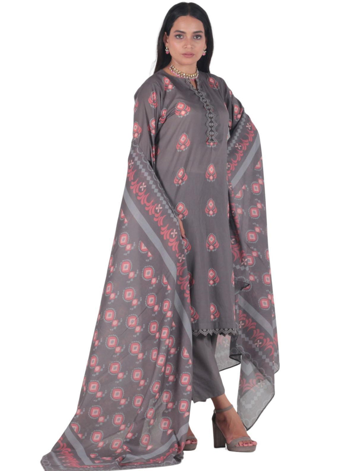 Vibgyor Fashion Pret Printed Lawn 3 Piece Suit D8-C2-23S IVAAN GREY