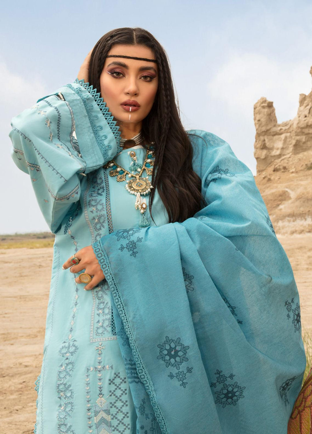 Ittehad Textiles Embroidered Cambric Suits Unstitched 3 Piece IT21WP 13 GOK MAVISI - Winter Collection