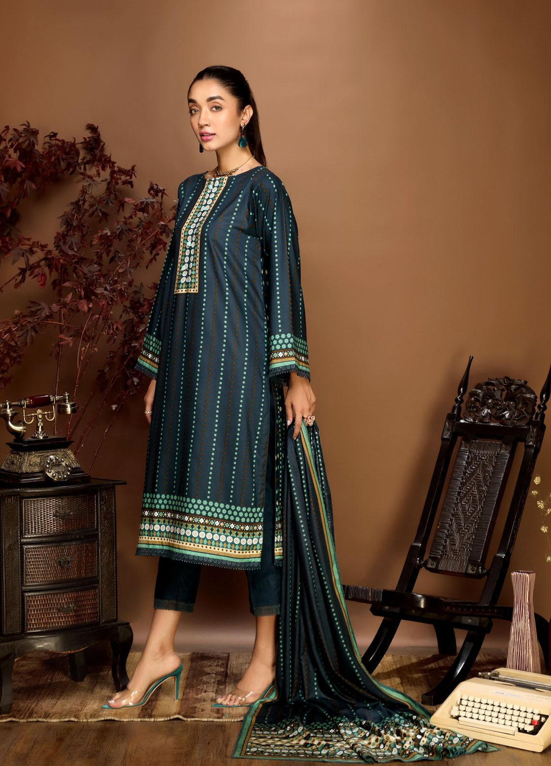 Ittehad Textiles Printed Linen Suits Unstitched 3 Piece IT21PL LF-GN-21704B - Winter Collection