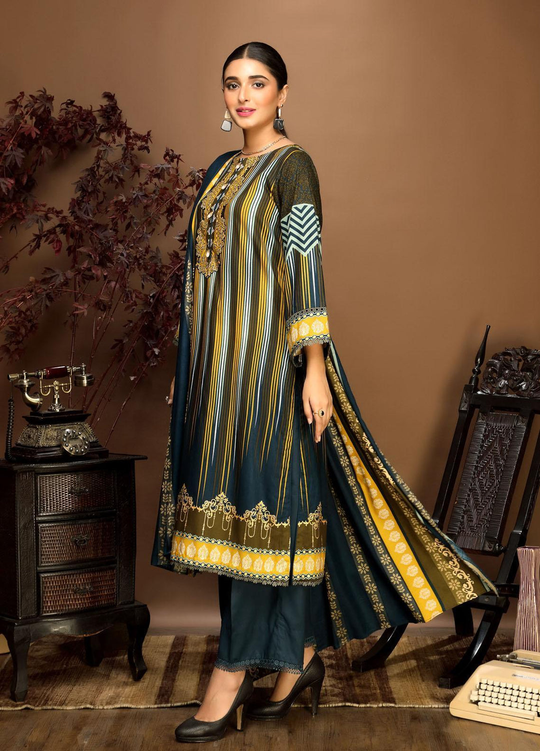 Ittehad Textiles Printed Linen Suits Unstitched 3 Piece IT21PL LF-GN-21708A - Winter Collection