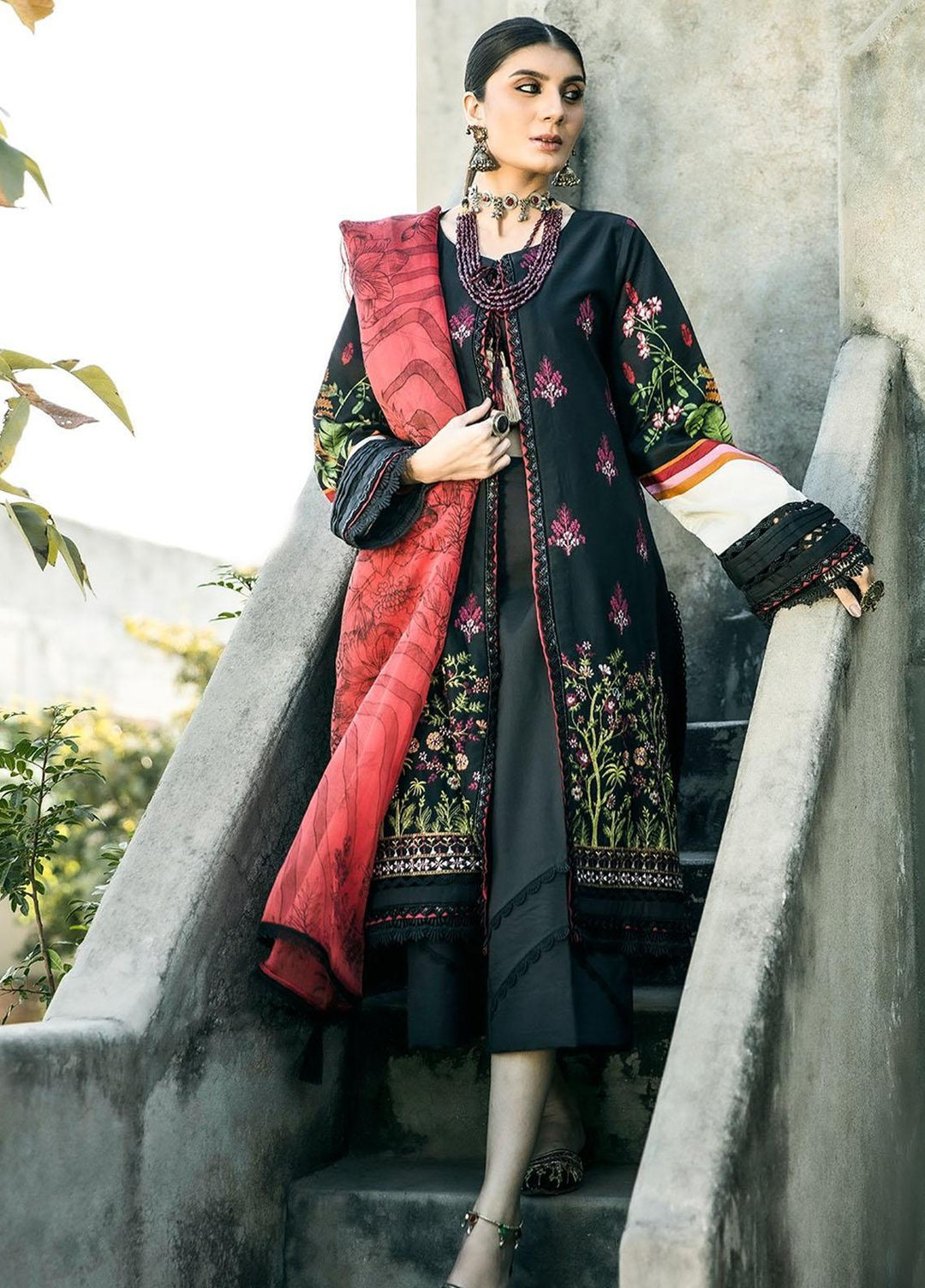 Ittehad Textiles Embroidered Lawn Suits Unstitched 3 Piece ITD21SS BORDEAUX - Spring / Summer Collection
