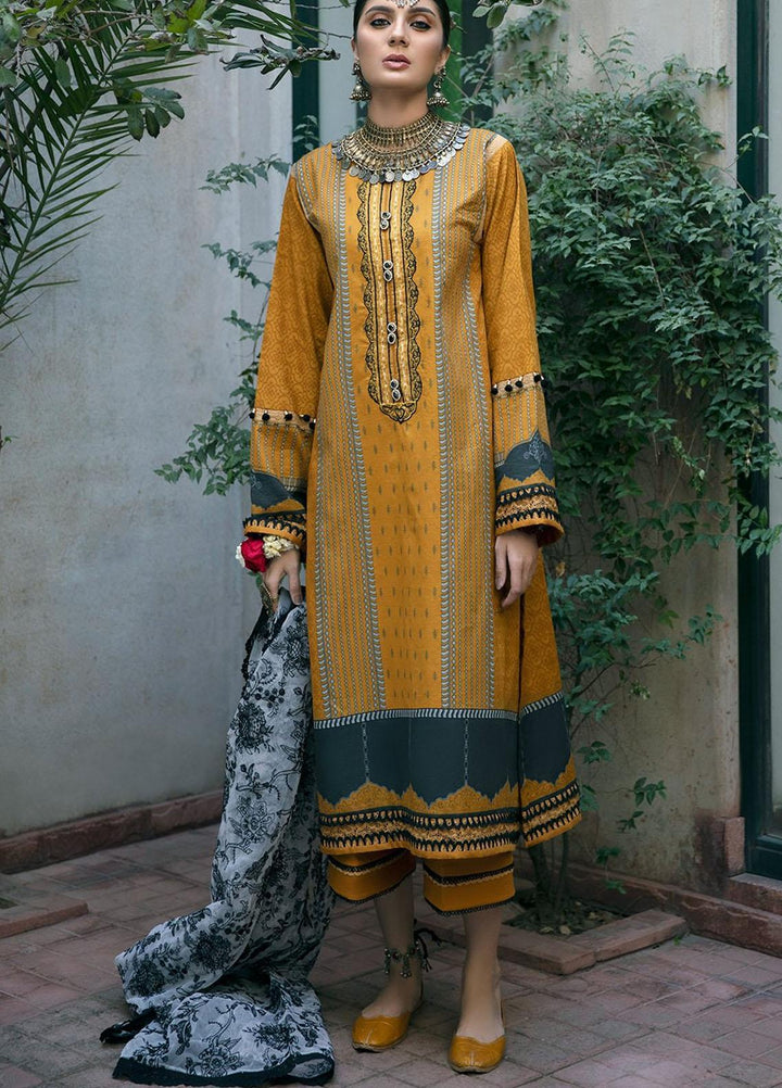 Ittehad Textiles Embroidered Lawn Suits Unstitched 3 Piece ITD21SS MOUTARDE - Spring / Summer Collection