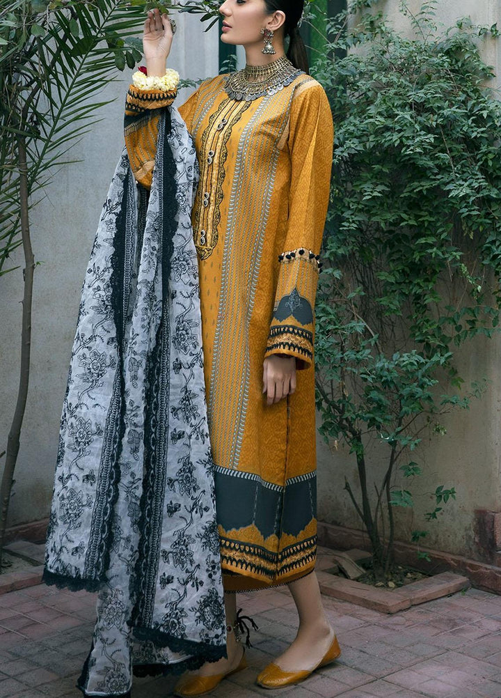 Ittehad Textiles Embroidered Lawn Suits Unstitched 3 Piece ITD21SS MOUTARDE - Spring / Summer Collection
