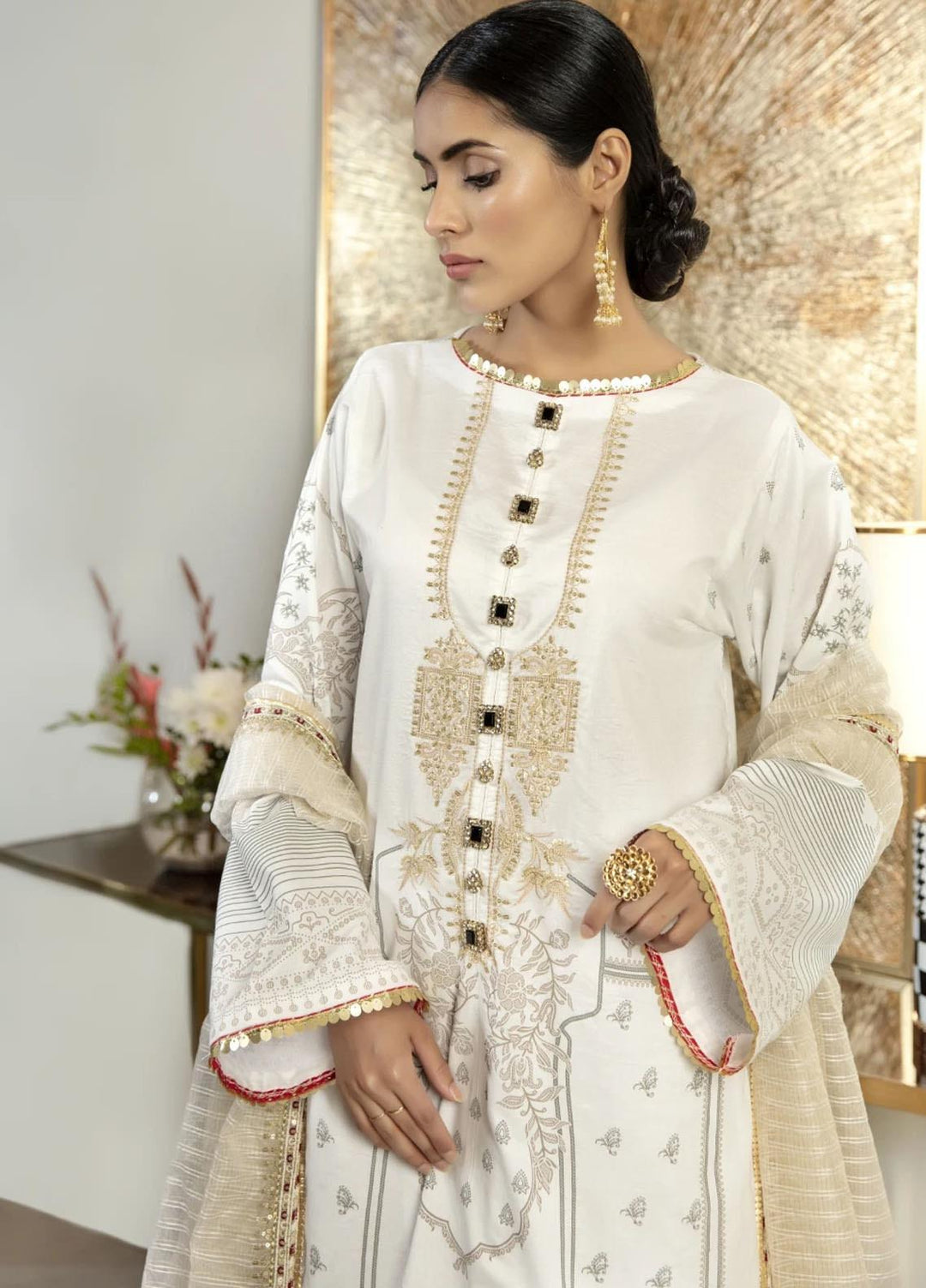 Ittehad Textiles Embroidered Lawn Suits Unstitched 3 Piece IT21PS PRE-TRAVERTINE - Summer Collection