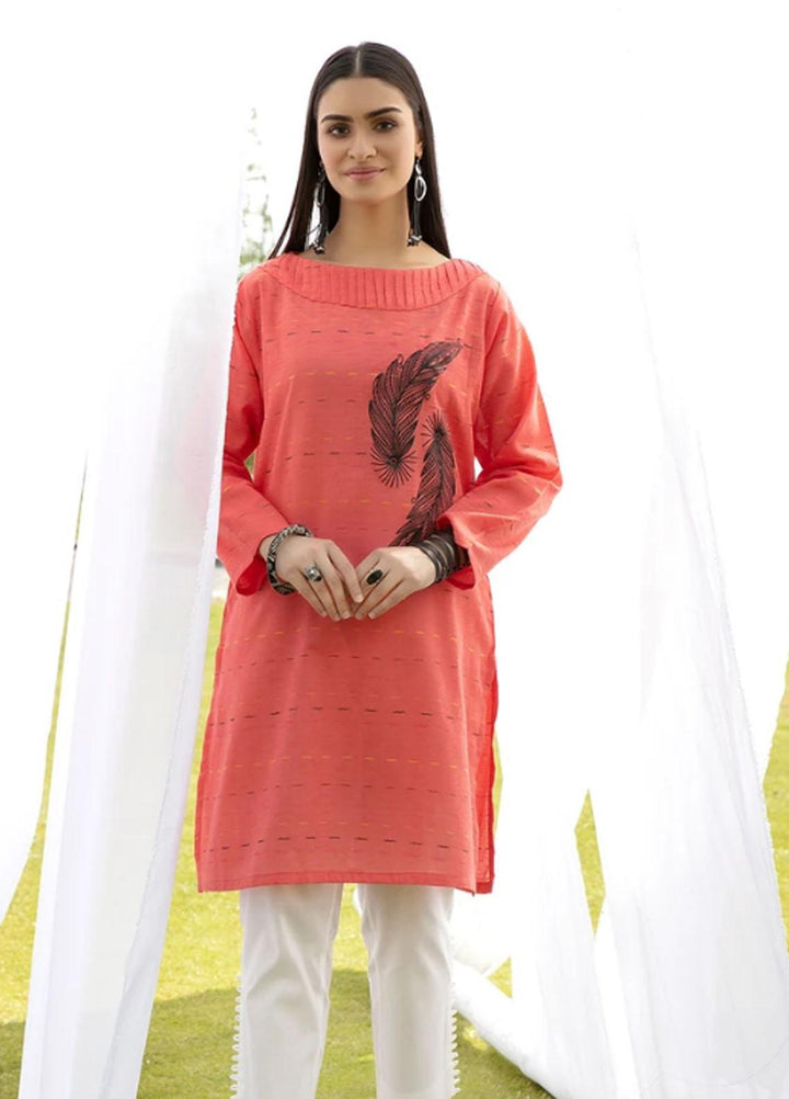 Ittehad Textiles Printed Jacquard Stitched Kurties JQ-SM21-78 Orange