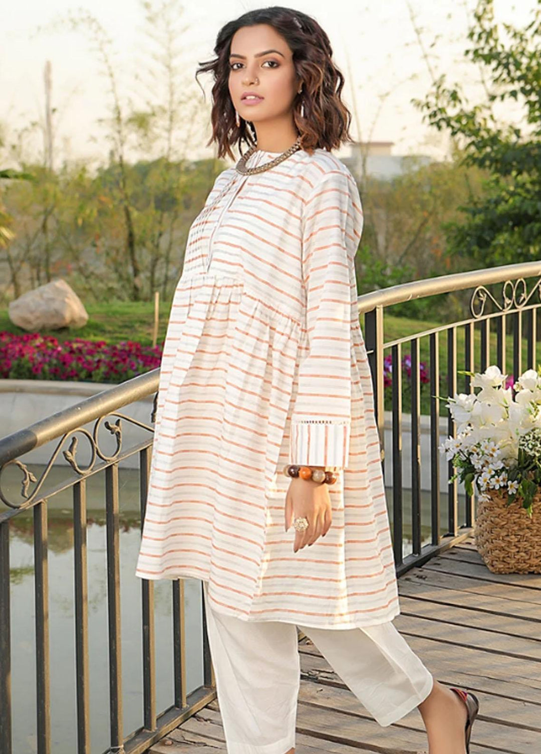 Ittehad Textiles Printed Jacquard Stitched Kurties JQ-SM21-90 Off.White