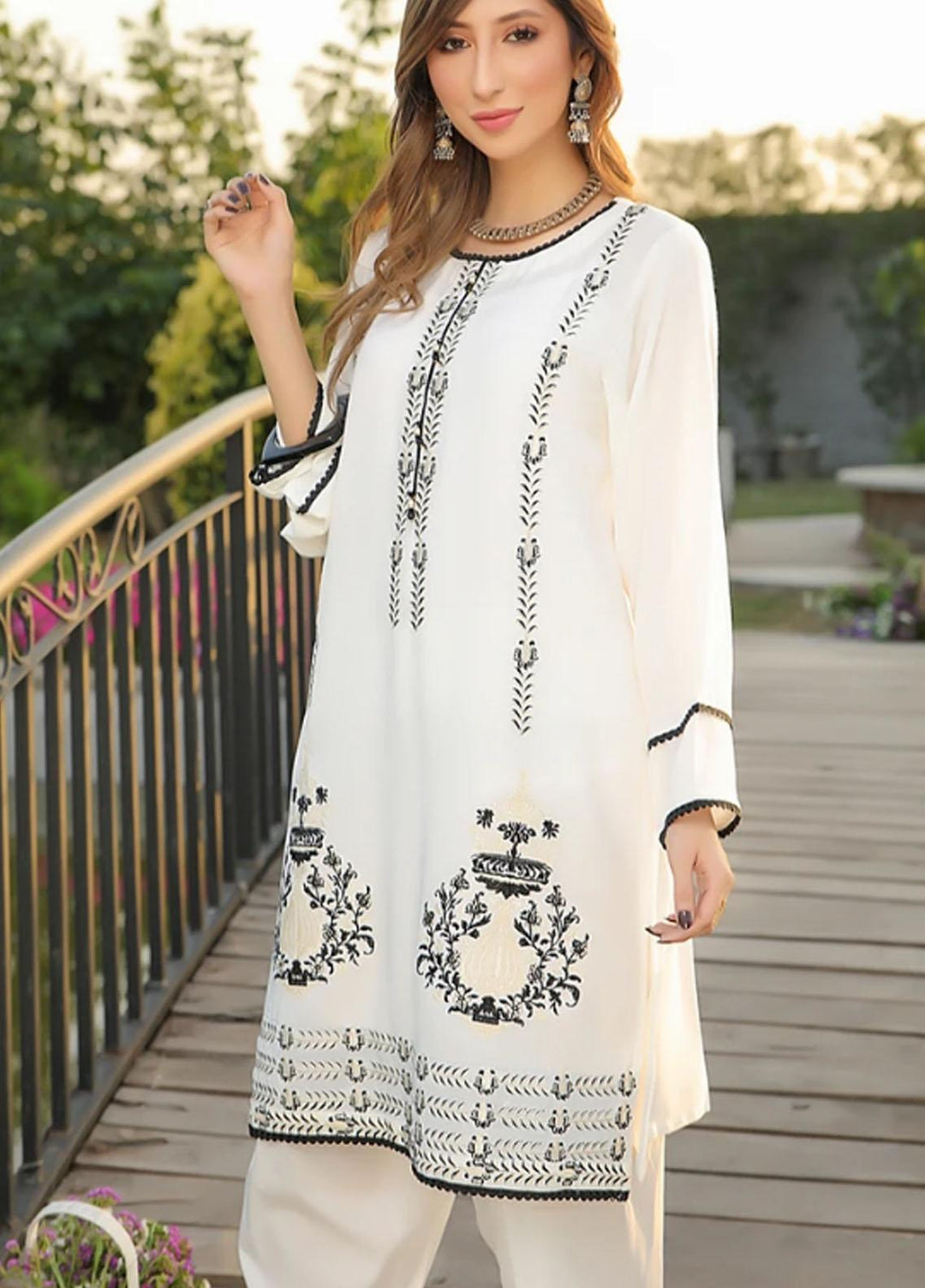 Ittehad Textiles Embroidered Viscose Stitched Kurties VC-SM21-84 White