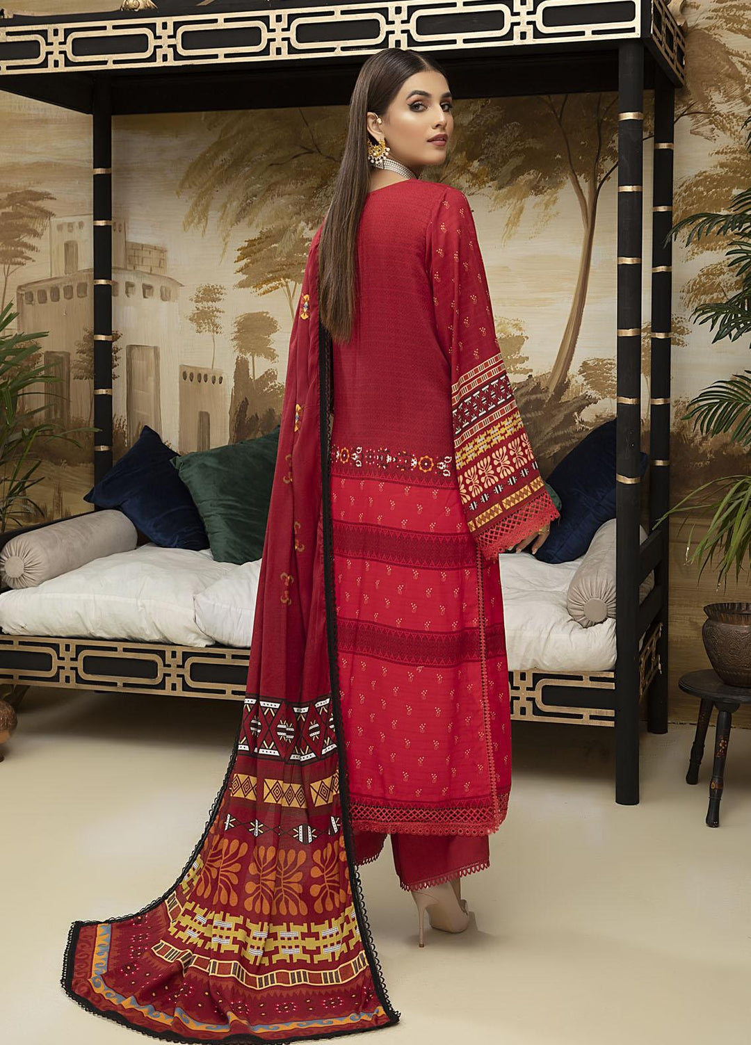 Ittehad Textiles Printed Linen Suits Unstitched 3 Piece IT21FW VERMILLION - Winter Collection