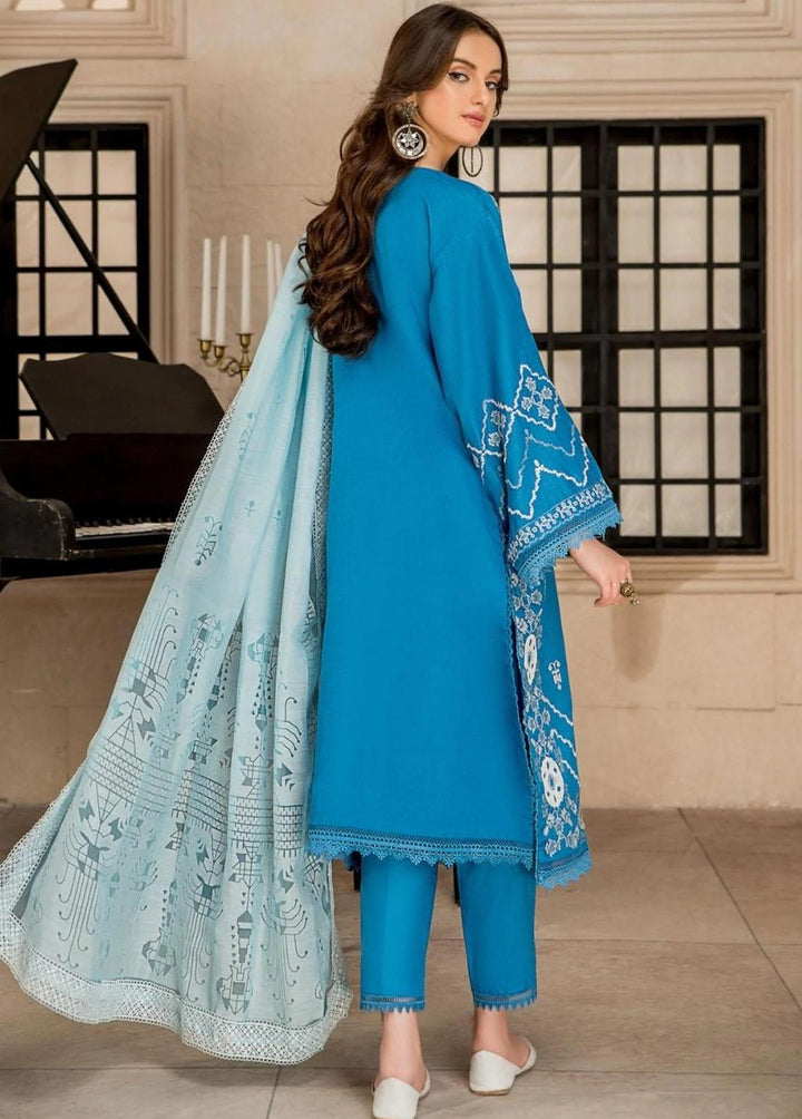 Ittehad Textiles Embroidered Lawn Suits Unstitched 3 Piece ITD22-PS2 LF-EP2-2215 Blue - Summer Collection