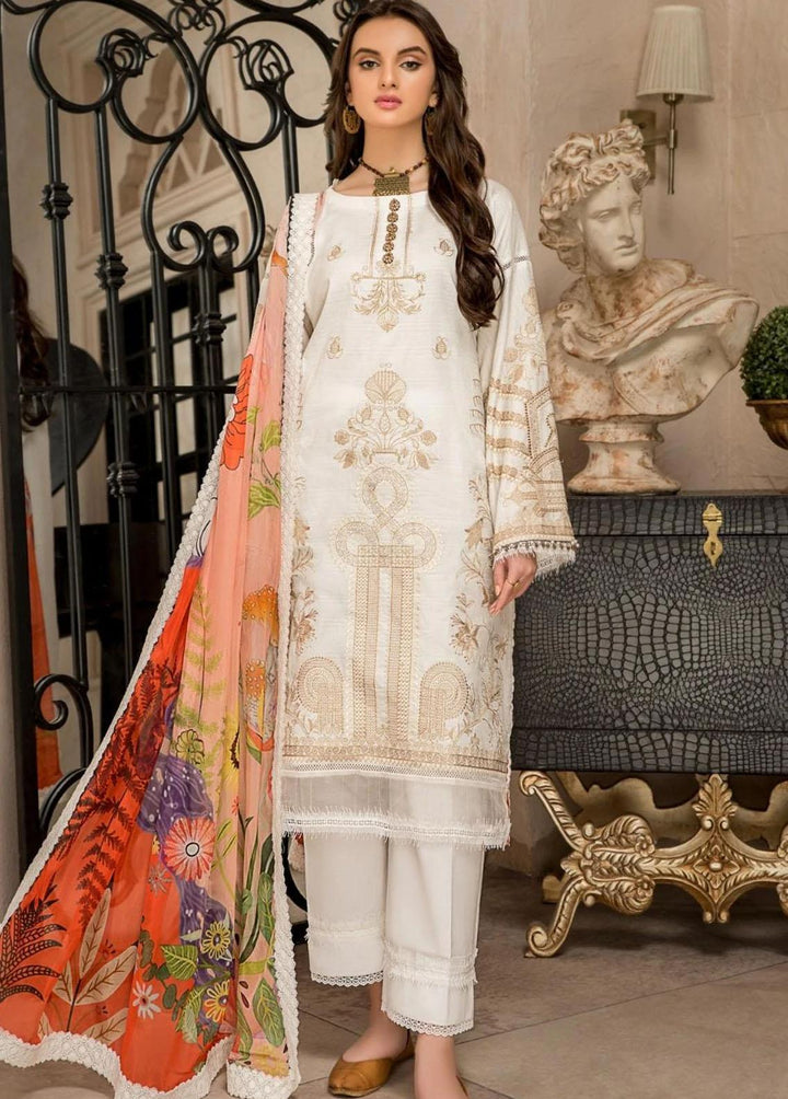 Ittehad Textiles Embroidered Lawn Suits Unstitched 3 Piece ITD22-PS2 LF-EP2-2217 Off White - Summer Collection