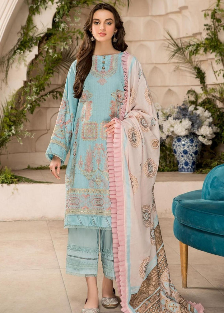 Ittehad Textiles Embroidered Lawn Suits Unstitched 3 Piece ITD22-PS2 LF-EP2-2220 Aqua - Summer Collection