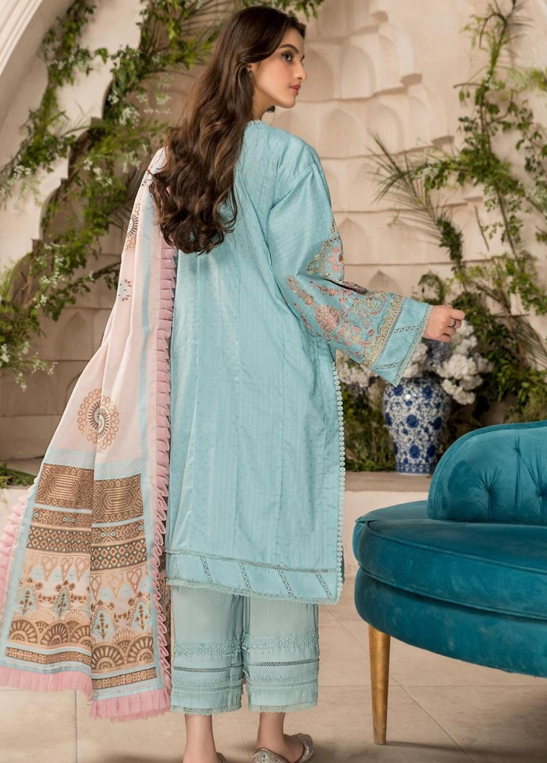 Ittehad Textiles Embroidered Lawn Suits Unstitched 3 Piece ITD22-PS2 LF-EP2-2220 Aqua - Summer Collection