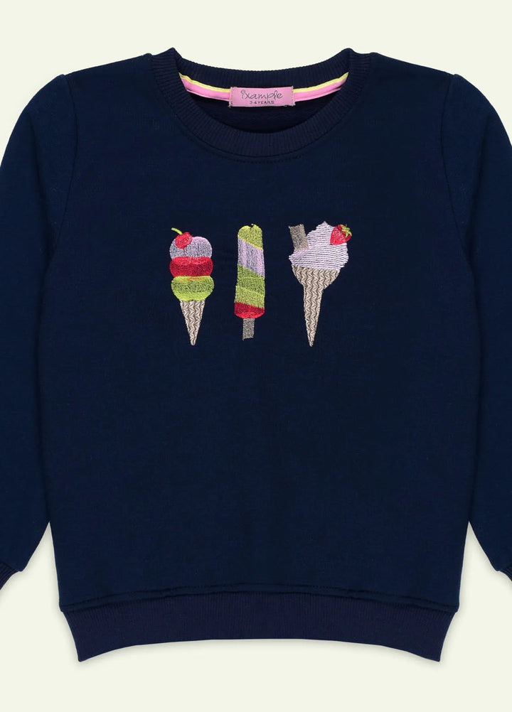 Ixample Embroidered French Terry Sweatshirt Navy Icecream