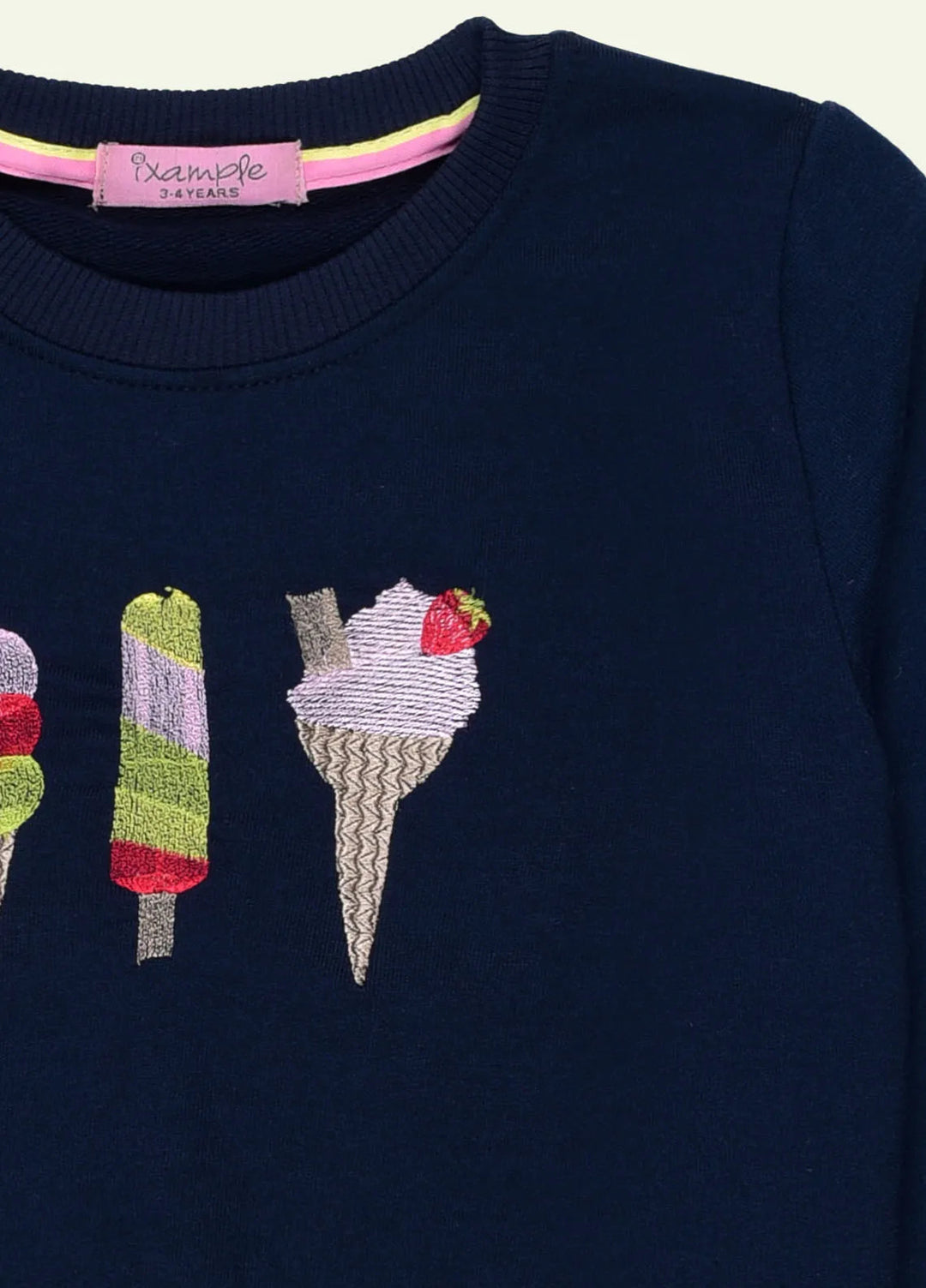 Ixample Embroidered French Terry Sweatshirt Navy Icecream
