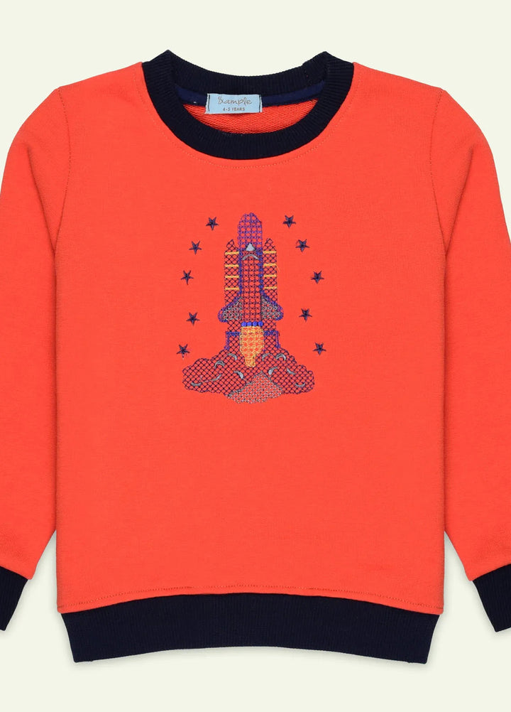 Ixample Embroidered French Terry Sweatshirt Orange