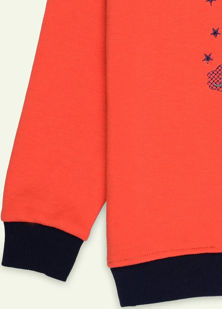 Ixample Embroidered French Terry Sweatshirt Orange