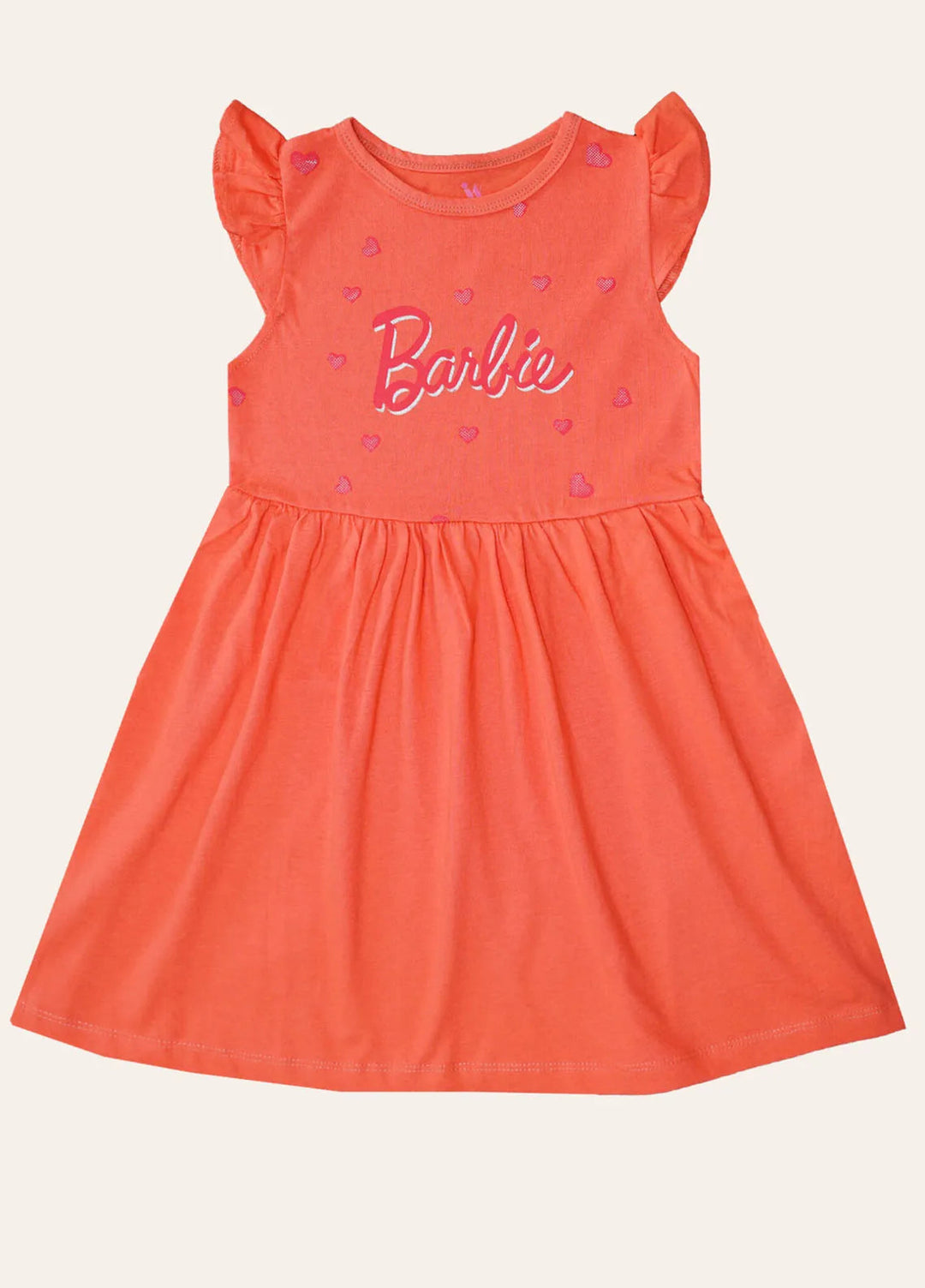 Ixample Pret Printed Cotton Jersey Coral Barbie Jersey Dress