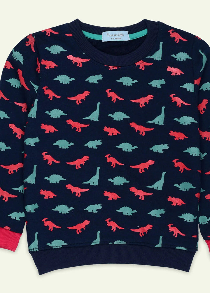 Ixample Printed French Terry Sweatshirt Navy Dino